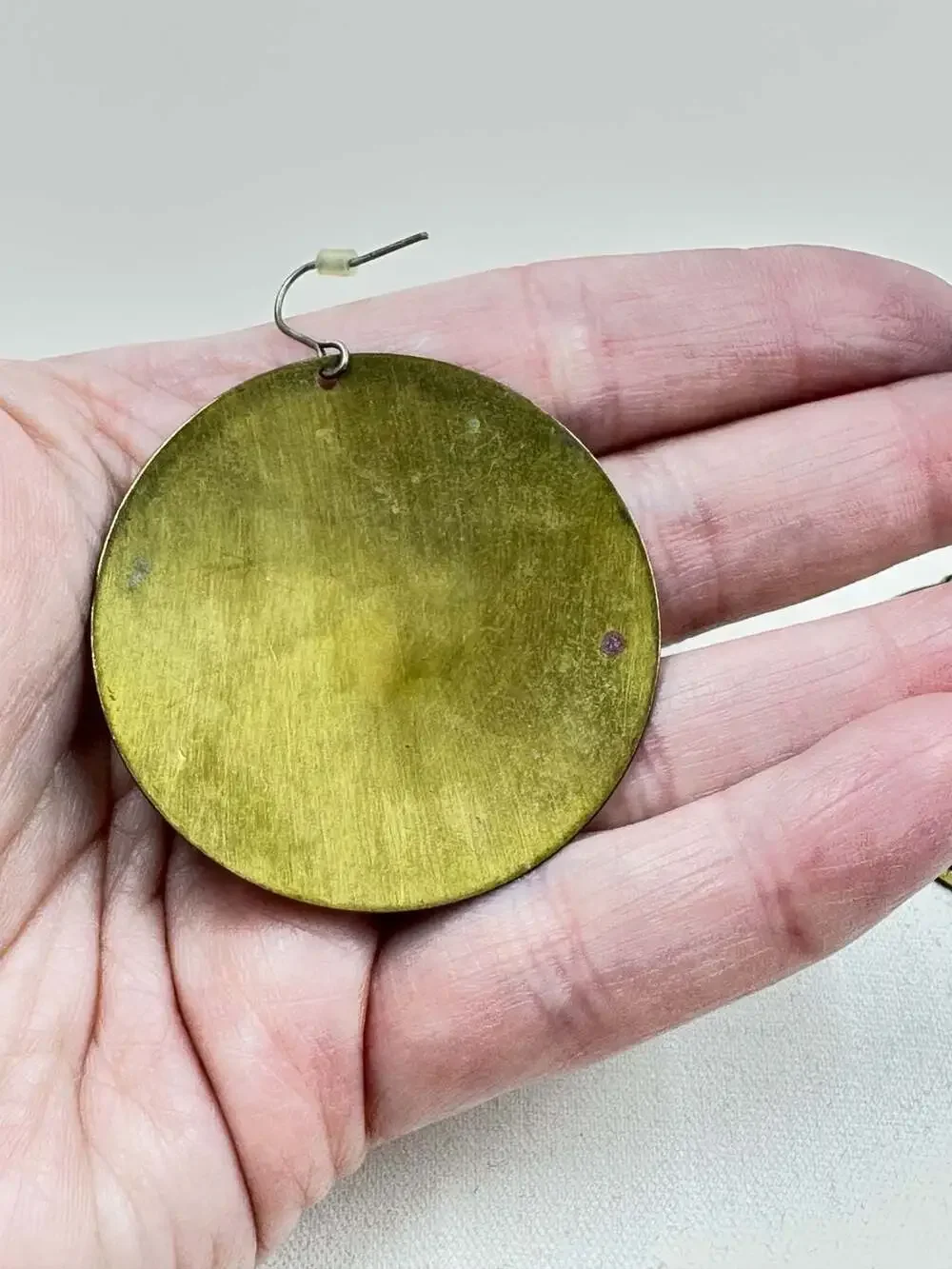 Vintage Boho Oriental Style Copper and Brass Tone Round Mandala Dangle Earrings